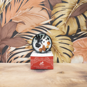 Crystal Floral candle Blooming inferno with red Jasper & Black agate